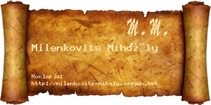 Milenkovits Mihály névjegykártya